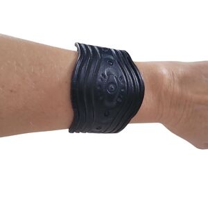 Handcrafted Genuine Leather Tooled Cuff Bracelet